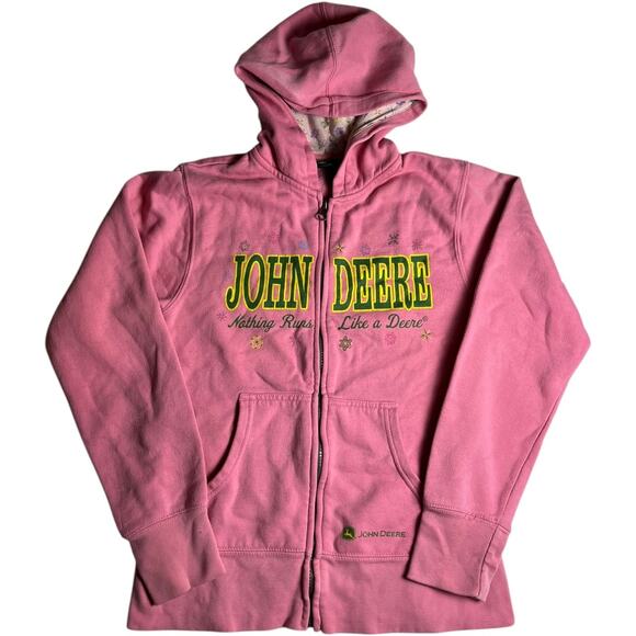 John Deere Vintage Pink Zip Up Hoodie - Picture 1 of 3